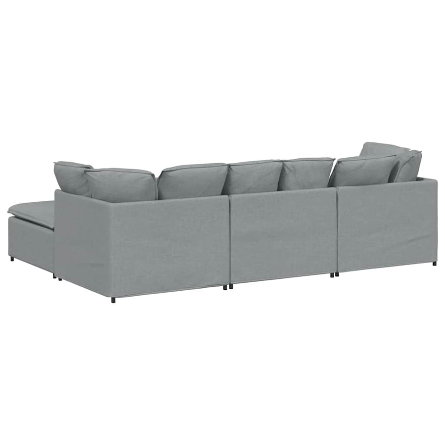 Modulaire Bank Met Voetenbank En Kussens Stof Lichtgrijs