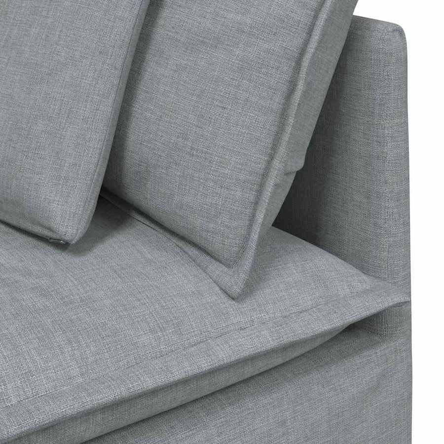 Modulaire Bank Met Voetenbank En Kussens Stof Lichtgrijs