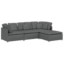 Modulaire Bank Met Voetenbank En Kussens Stof Donkergrijs