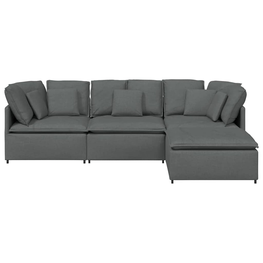 Modulaire Bank Met Voetenbank En Kussens Stof Donkergrijs