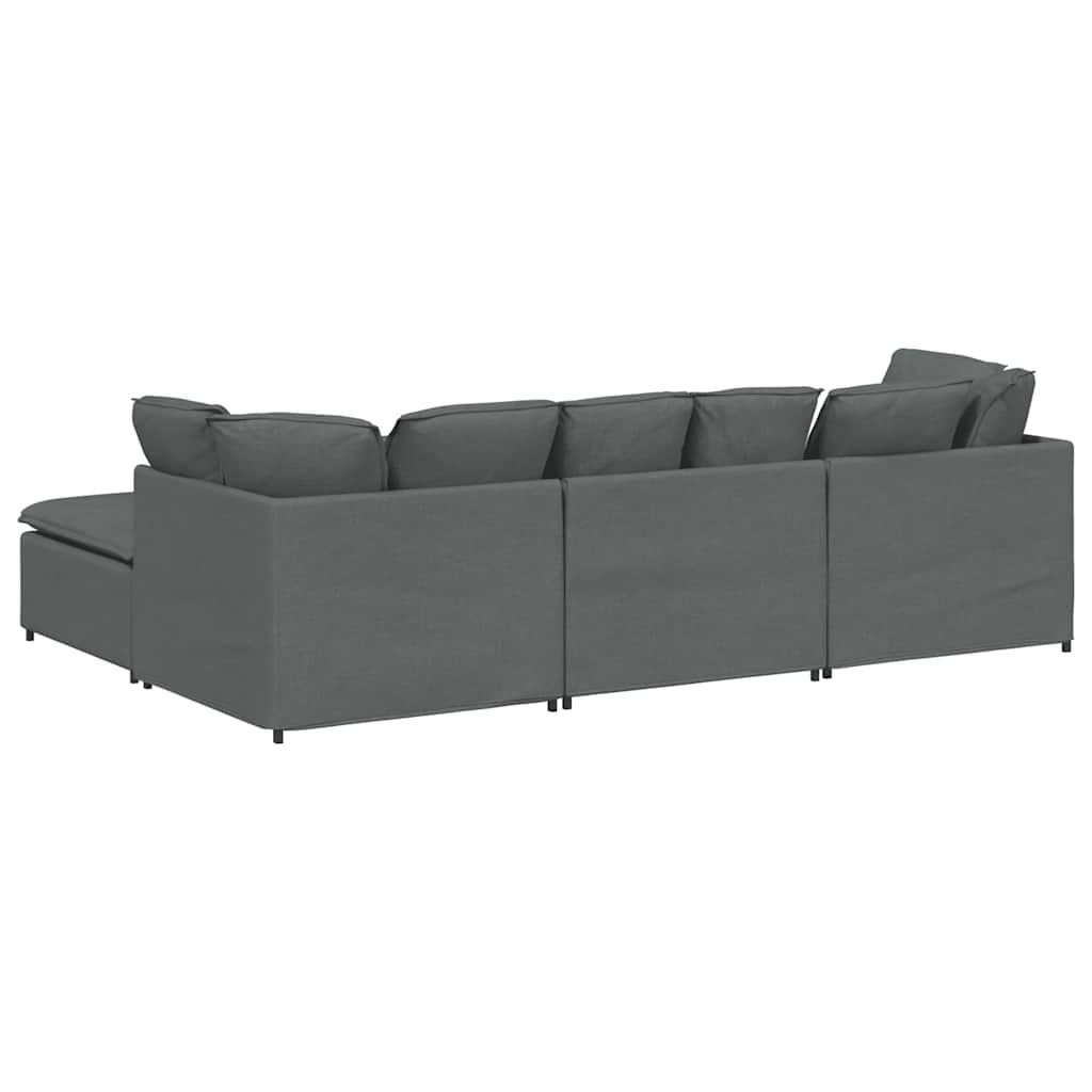 Modulaire Bank Met Voetenbank En Kussens Stof Donkergrijs