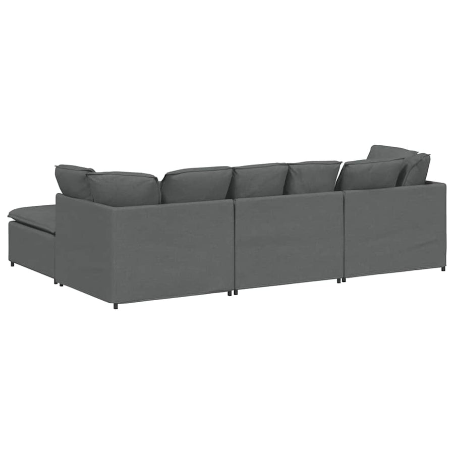 Modulaire Bank Met Voetenbank En Kussens Stof Donkergrijs
