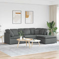 Modulaire Bank Met Voetenbank En Kussens Stof Donkergrijs