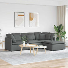 Modulaire Bank Met Voetenbank En Kussens Stof Donkergrijs
