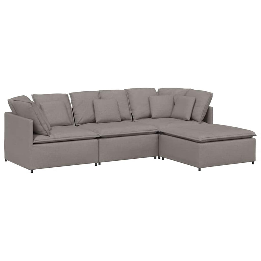 Modulaire Bank Met Voetenbank En Kussens Stof Taupe
