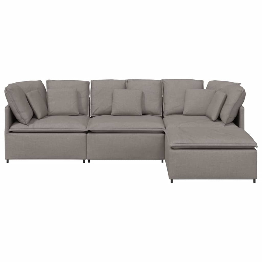 Modulaire Bank Met Voetenbank En Kussens Stof Taupe