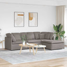 Modulaire bank met voetenbank en kussens taupe stof