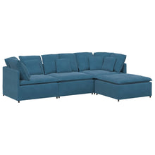 Modulaire Bank Met Voetenbank En Kussens Fluweel Blauw