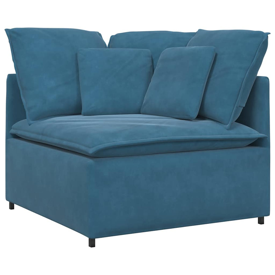 Modulaire Bank Met Voetenbank En Kussens Fluweel Blauw
