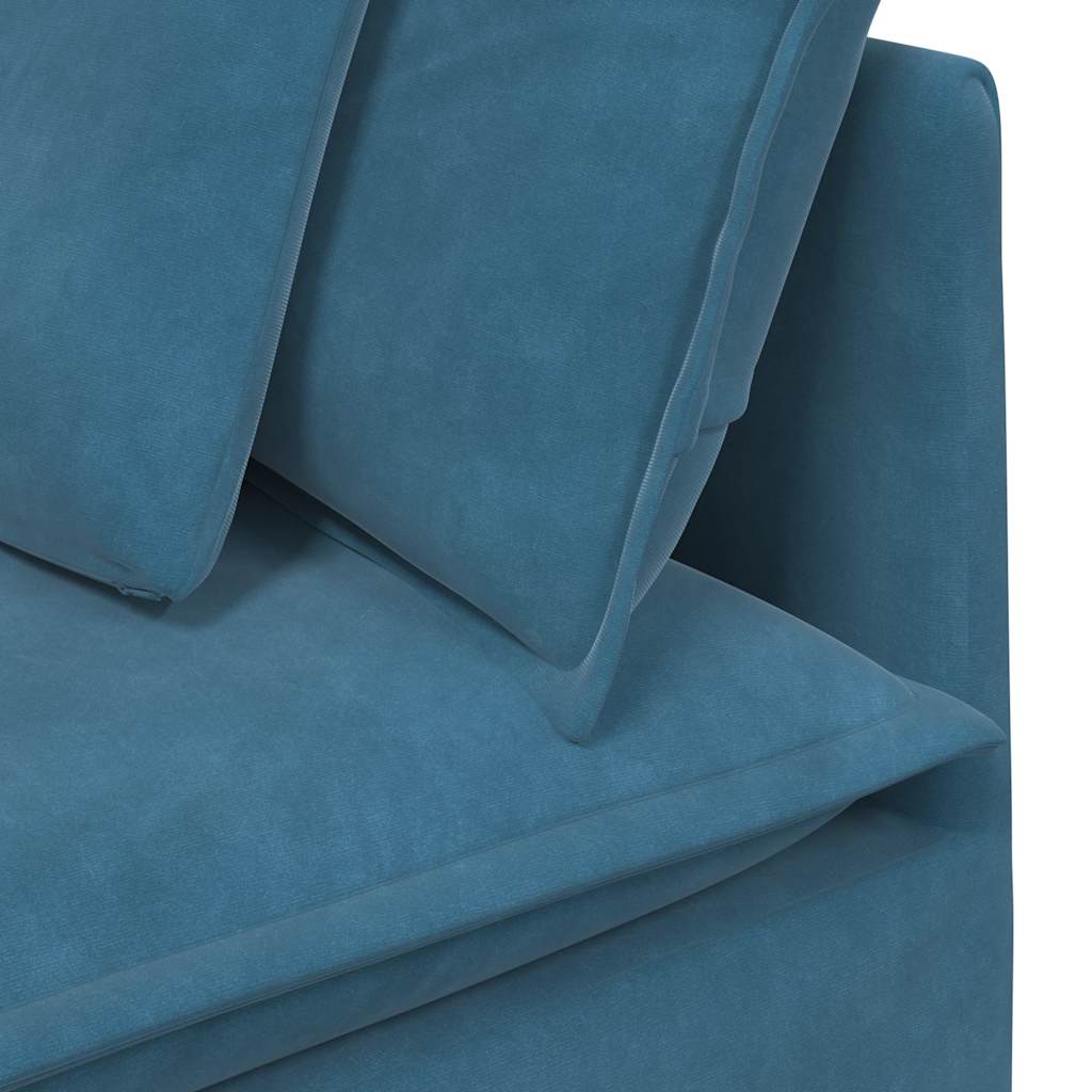 Modulaire Bank Met Voetenbank En Kussens Fluweel Blauw