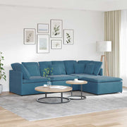 Modulaire bank fluweel blauw met voetenbank