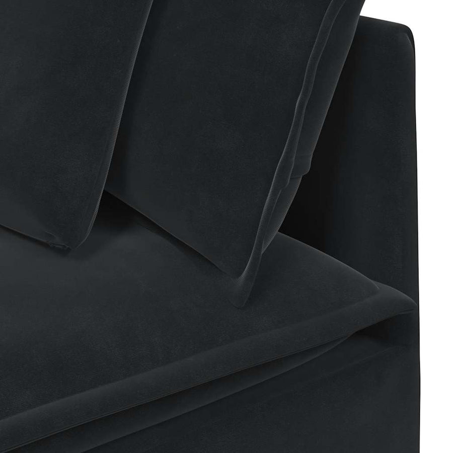 Modulaire Bank Met Voetenbank En Kussens Fluweel Zwart