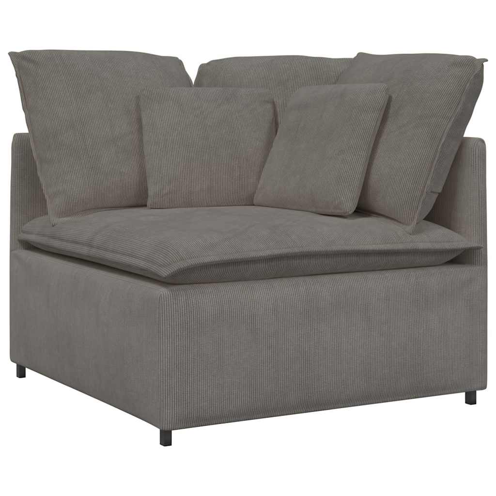 Modulaire Bank Met Voetenbank&Kussens Corduroy Stof Lichtgrijs
