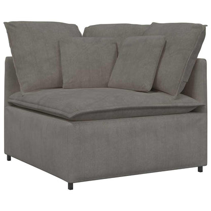 Modulaire Bank Met Voetenbank&Kussens Corduroy Stof Lichtgrijs