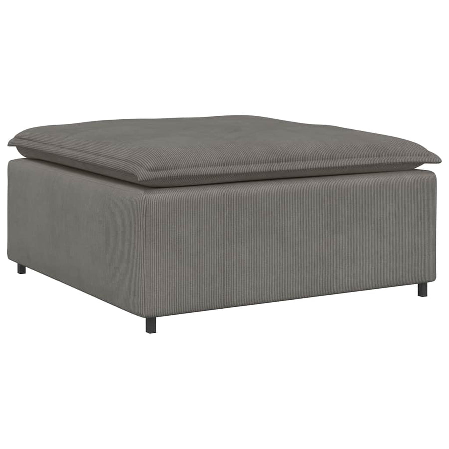 Modulaire Bank Met Voetenbank&Kussens Corduroy Stof Lichtgrijs