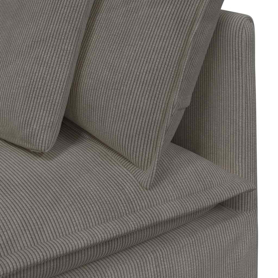 Modulaire Bank Met Voetenbank&Kussens Corduroy Stof Lichtgrijs