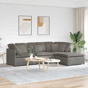 Modulaire bank lichtgrijs corduroy met voetenbank