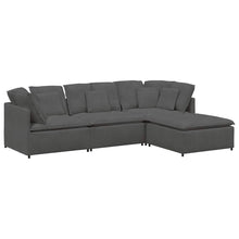 Modulaire Bank Met Voetenbank&Kussens Corduroy Stof Donkergrijs
