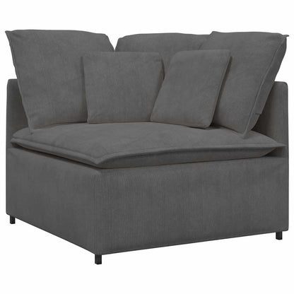 Modulaire Bank Met Voetenbank&Kussens Corduroy Stof Donkergrijs