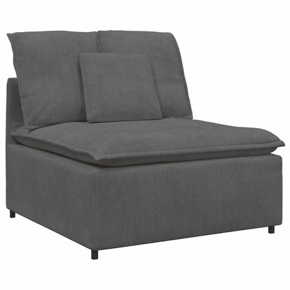 Modulaire Bank Met Voetenbank&Kussens Corduroy Stof Donkergrijs