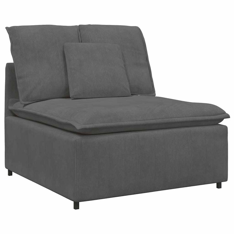 Modulaire Bank Met Voetenbank&Kussens Corduroy Stof Donkergrijs