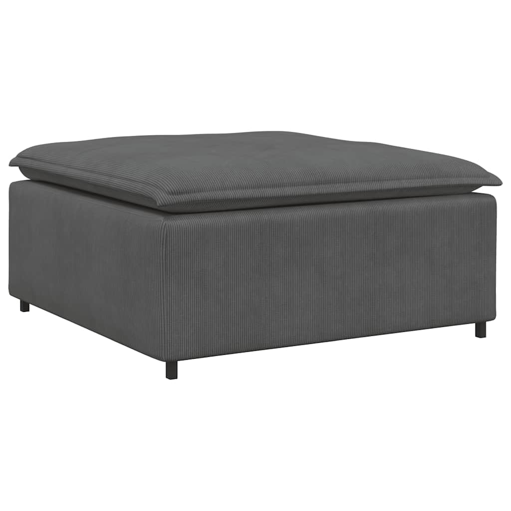 Modulaire Bank Met Voetenbank&Kussens Corduroy Stof Donkergrijs