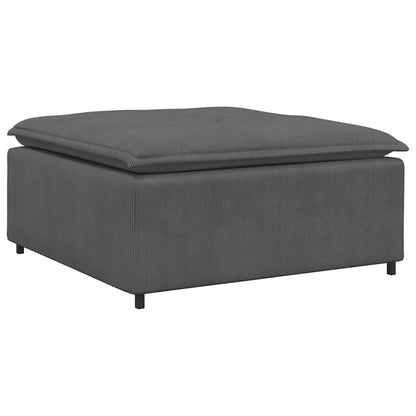 Modulaire Bank Met Voetenbank&Kussens Corduroy Stof Donkergrijs
