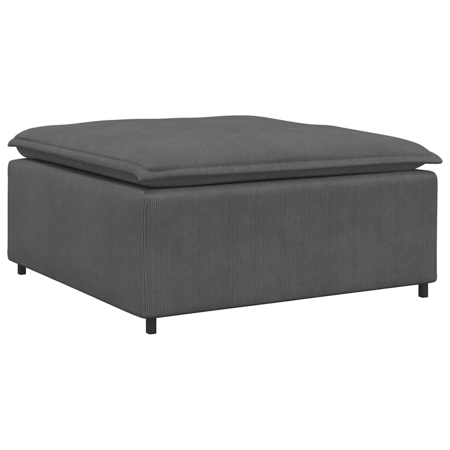 Modulaire Bank Met Voetenbank&Kussens Corduroy Stof Donkergrijs