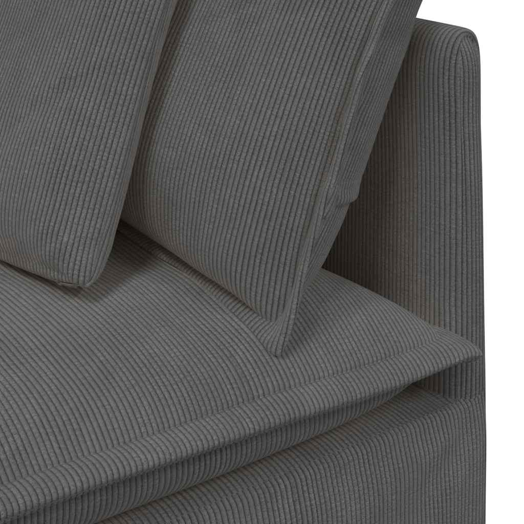 Modulaire Bank Met Voetenbank&Kussens Corduroy Stof Donkergrijs