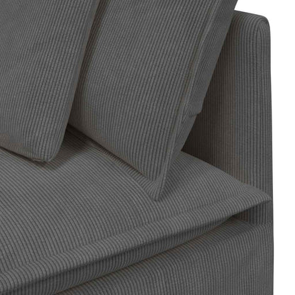 Modulaire Bank Met Voetenbank&Kussens Corduroy Stof Donkergrijs