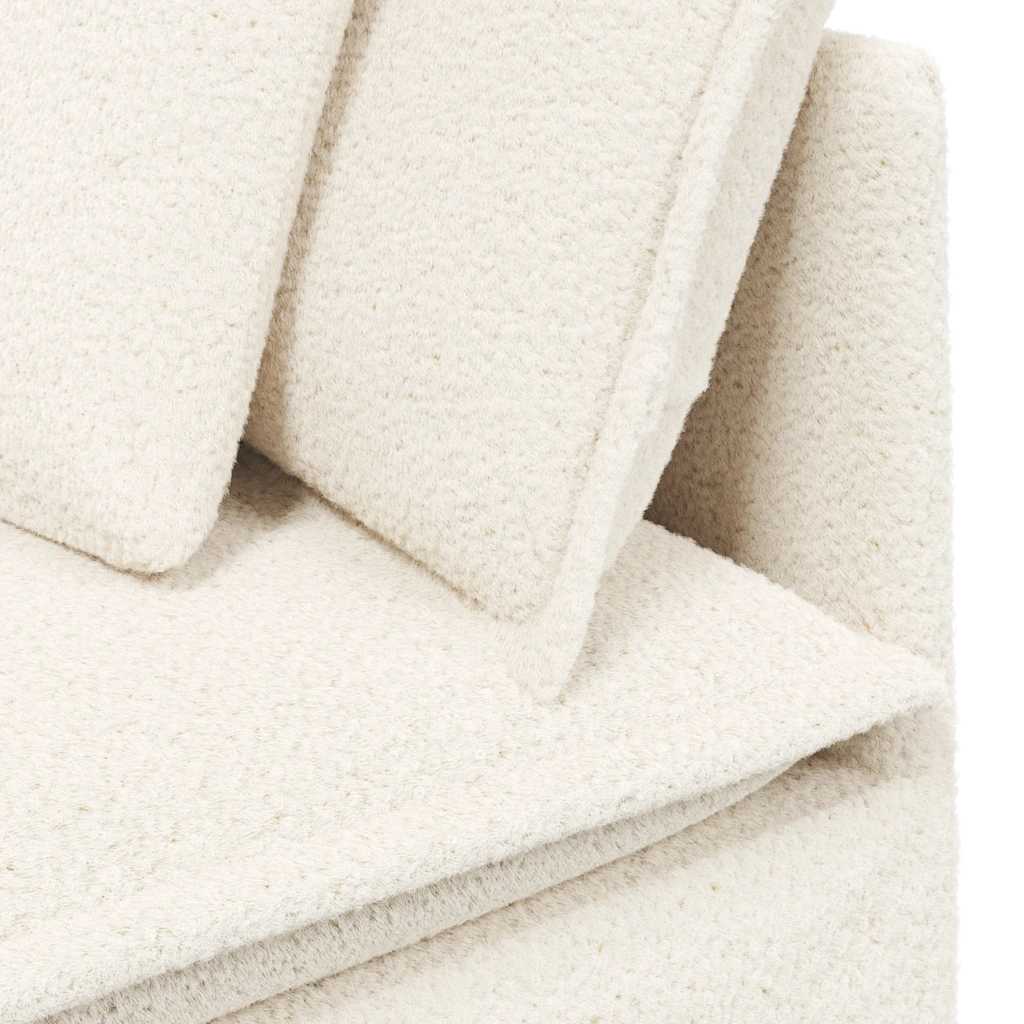 Modulaire Bank Met Voetenbank&Kussens Gekrulde Wolachtige Stof Crème