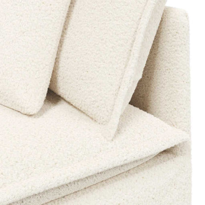 Modulaire Bank Met Voetenbank&Kussens Gekrulde Wolachtige Stof Crème