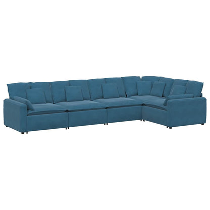 Modulaire Bank Met Kussens Fluweel Blauw