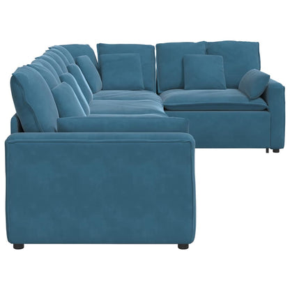Modulaire Bank Met Kussens Fluweel Blauw