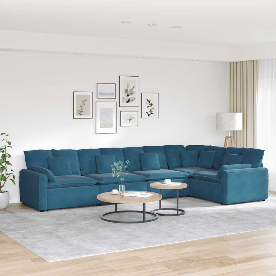 Modulaire Bank Met Kussens Fluweel Blauw
