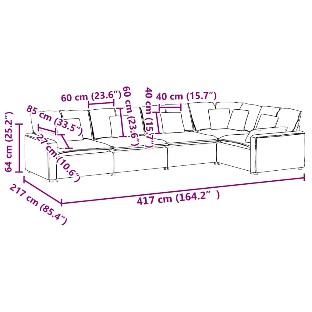 Modulaire Bank Met Kussens Fluweel Lichtgrijs
