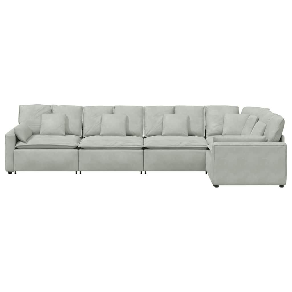 Modulaire Bank Met Kussens Fluweel Lichtgrijs