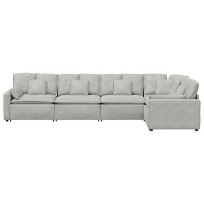 Modulaire Bank Met Kussens Fluweel Lichtgrijs