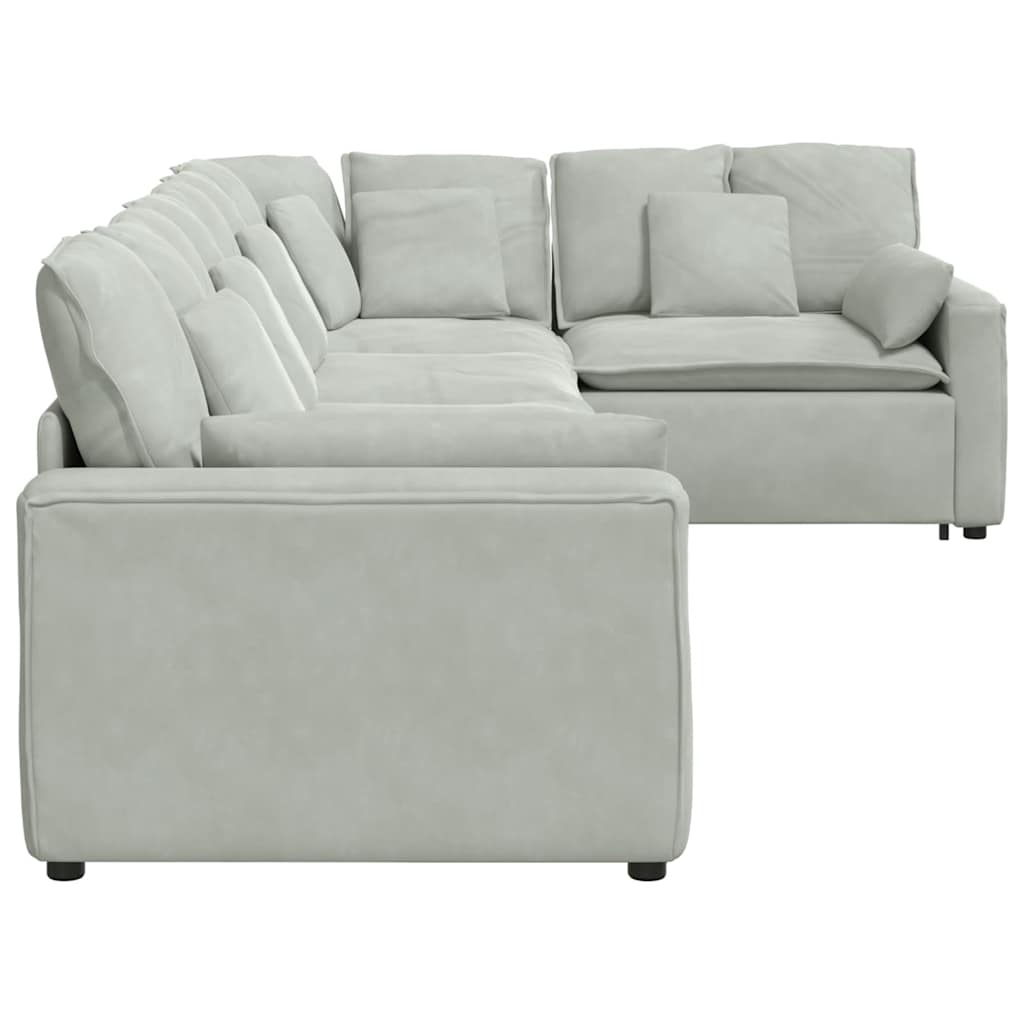 Modulaire Bank Met Kussens Fluweel Lichtgrijs