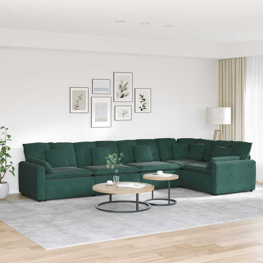 Modulaire Bank Met Kussens Fluweel Donkergroen