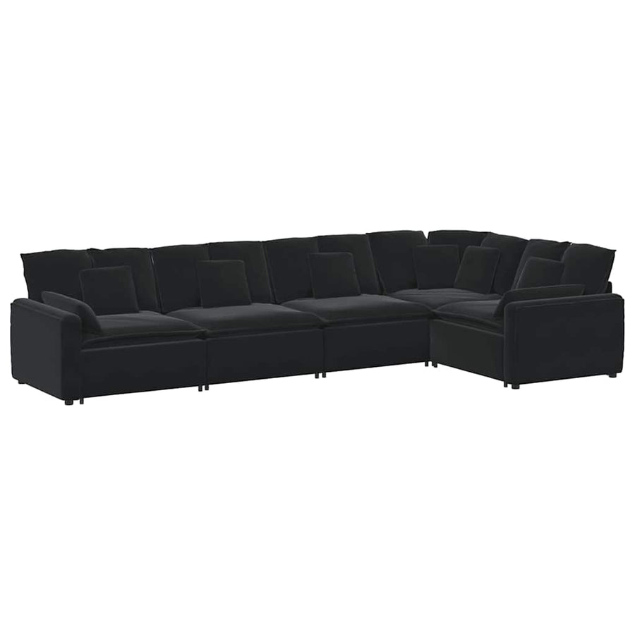 Modulaire Bank Met Kussens Fluweel Zwart