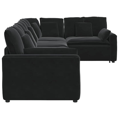 Modulaire Bank Met Kussens Fluweel Zwart