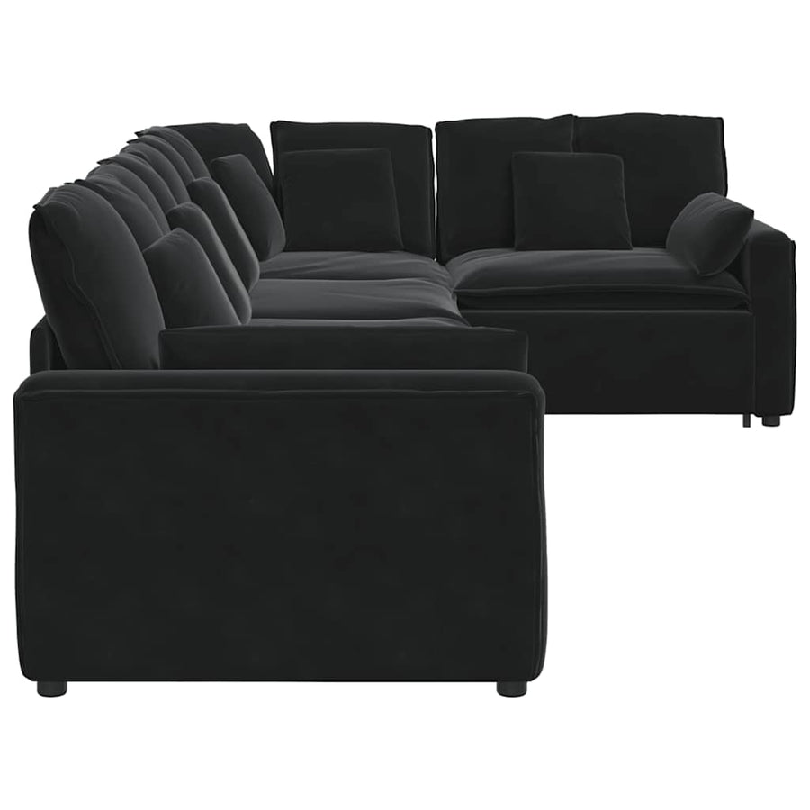 Modulaire Bank Met Kussens Fluweel Zwart