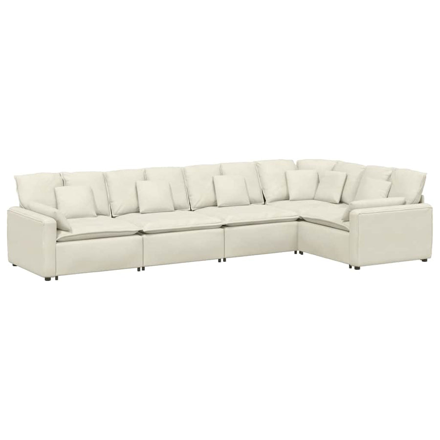 Modulaire bank met kussens fluweel crèmekleurig