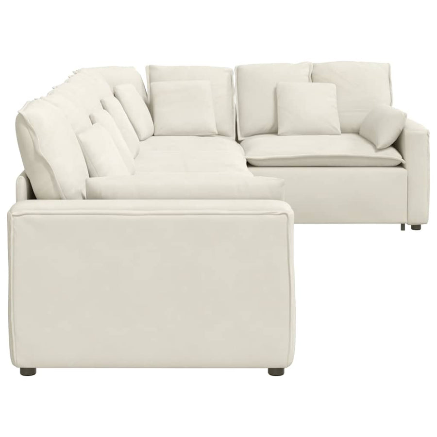 Modulaire bank met kussens fluweel crèmekleurig