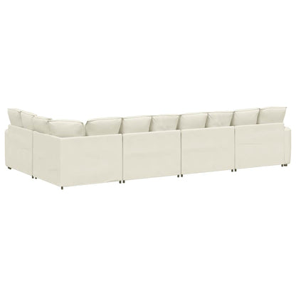 Modulaire bank met kussens fluweel crèmekleurig