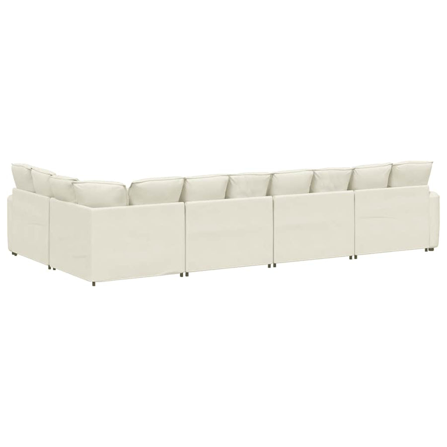Modulaire bank met kussens fluweel crèmekleurig