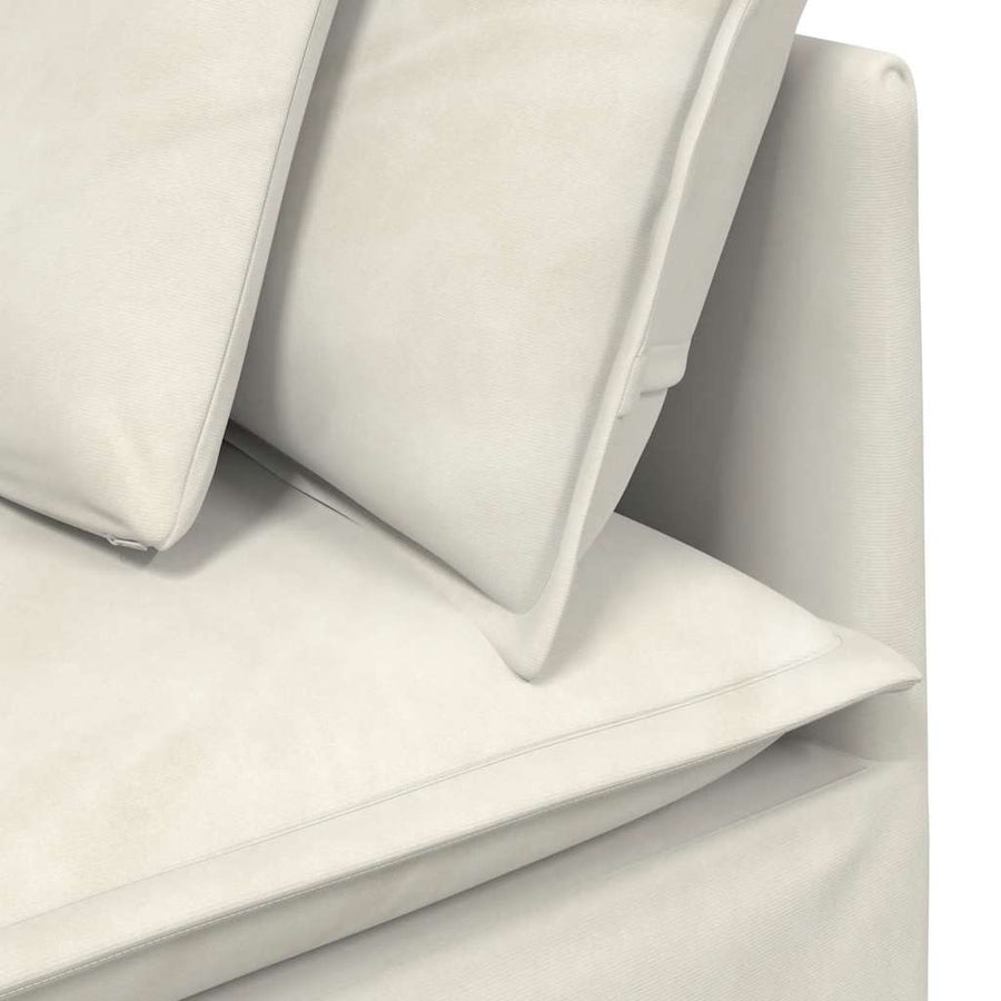 Modulaire bank met kussens fluweel crèmekleurig