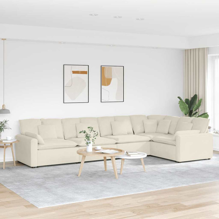Modulaire bank met kussens fluweel crèmekleurig