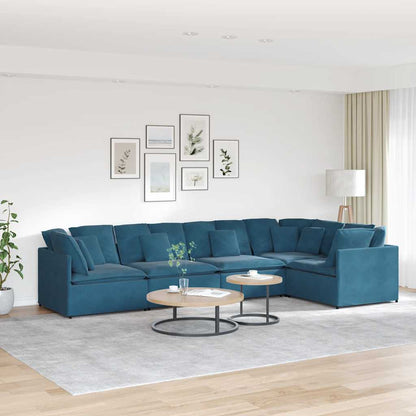 Modulaire Bank Met Kussens Fluweel Blauw